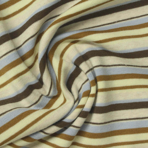 Striped Cotton Stretch Rib Knit Fabric, 240 gsm, 150 cm — Multi