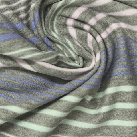 Light Pink Horizontal-Stripe Jersey Knit, Polyester, 160 gsm, 152 cm
