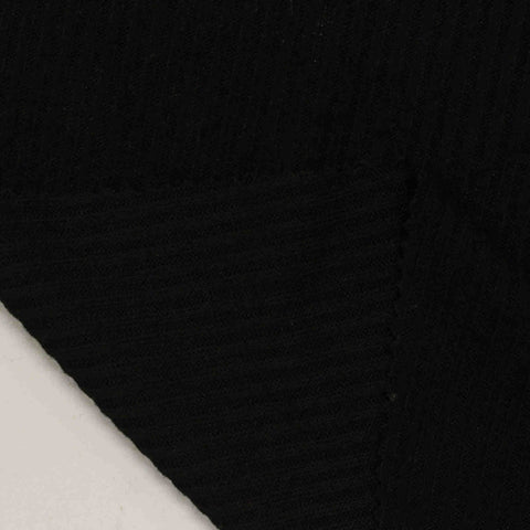 Brushed Viscose Polyester Stretch Rib Knit Fabric, 215 gsm, 160 cm — Black