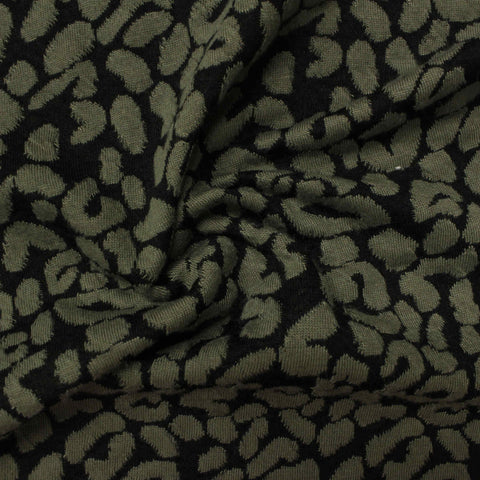 Dark Green Leopard Jacquard, Polyester
