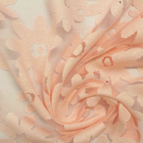 Light Pink Flowers Knit, Viscose-Poly