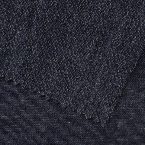Dark Blue Heathered-Marl French Terry, Poly-Cotton