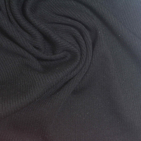 Cotton Modal Stretch Rib Knit Fabric, 200 gsm, 140 cm — Black