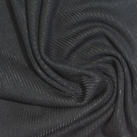 Viscose Stretch Rib Knit Fabric, 270 gsm, 125 cm — Black