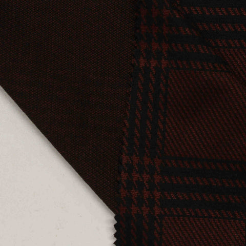 Dark Red Plaid Jacquard, Polyester, 260 gsm