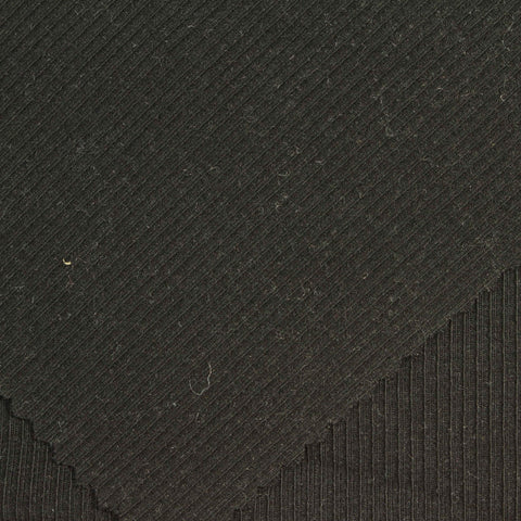 Black Ribbed Rib Knit, Poly-Viscose