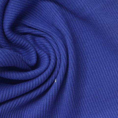 Cotton Stretch Rib Knit Fabric, 290 gsm, 154 cm — Blue
