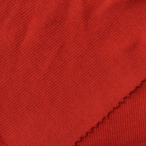 Cotton Stretch Rib Knit Fabric, 155 gsm, 96 cm — Red