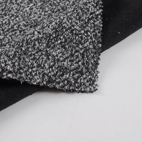 Black Marl Chunky Knit, Polyester, 383 gsm