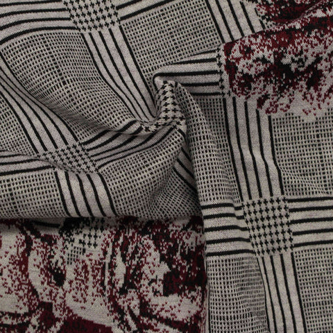 Burgundy Floral Jacquard, Polyester
