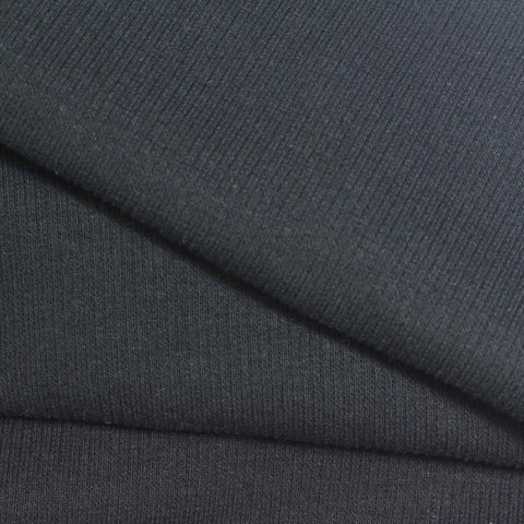 Charcoal Ribbed Rib Knit, Cotton-Poly