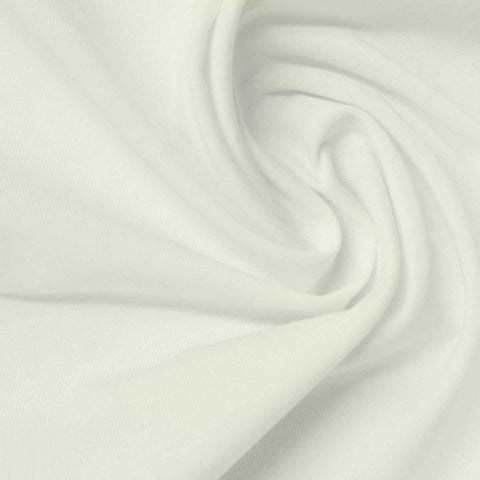 Cotton Stretch Jersey Knit Fabric, 162 gsm, 150 cm — White