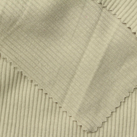 Polyester Viscose Stretch Rib Knit Fabric, 245 gsm, 130 cm — Khaki