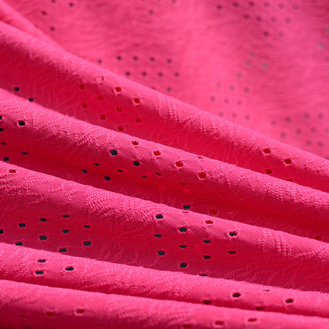 Pink Eyelet Jersey Knit, Polyester