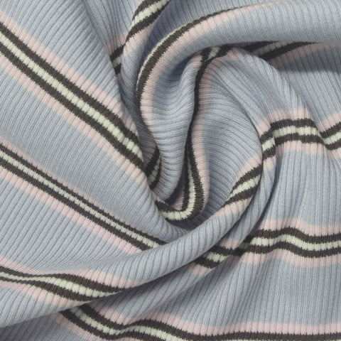 Pink Stripes Rib Knit, Viscose