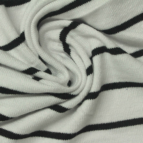 Black Horizontal-Stripe Chunky Knit, Poly-Viscose, 240 gsm