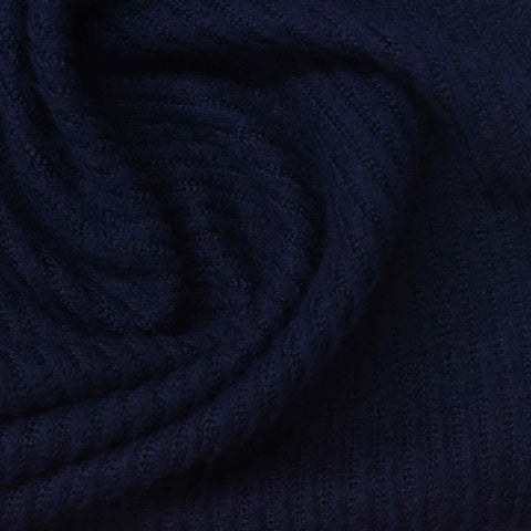 Brushed Polyester Stretch Waffle Knit Fabric, 220 gsm, 145 cm — Navy