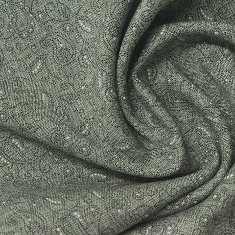 Muted Green Paisley Linen-Look, Poly-Viscose