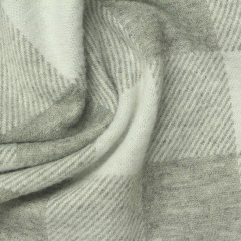 Light Grey Check Interlock Knit, Polyester, 280 gsm