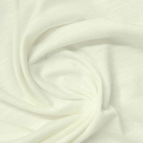Slub Polyester Viscose Stretch Jersey Knit Fabric, 210 gsm, 160 cm — White
