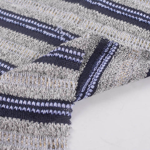Dark Grey Horizontal-Stripe Chunky Knit, Poly-Viscose, 178 gsm