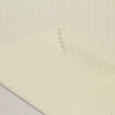 Cream Vertical-Stripe Rib Knit, Viscose