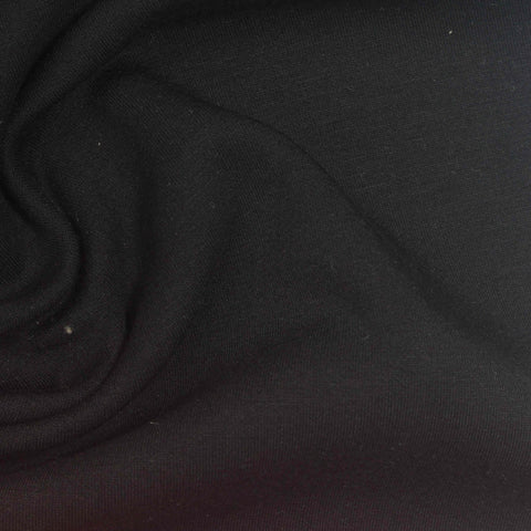 Brushed Polyester Viscose Stretch Scuba Knit Fabric, 320 gsm, 160 cm — Black