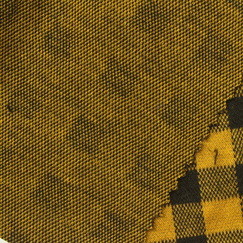Bold Plaid Polyester Stretch Interlock Knit Fabric, 280 gsm, 150 cm — Yellow