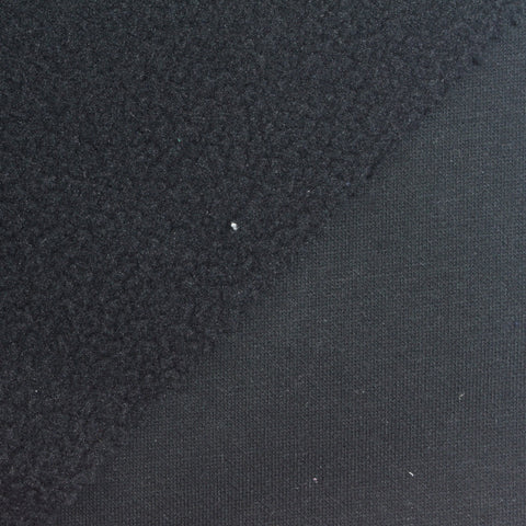 Brushed Polyester Cotton Waffle Knit Fabric, 330 gsm, 163 cm — Black