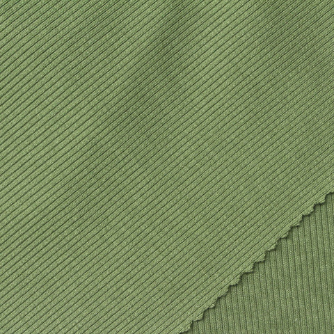 Viscose Stretch Rib Knit Fabric, 290 gsm, 120 cm — Green, ref EF-249232