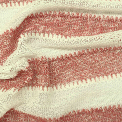 Cream Horizontal-Stripe Knit, Viscose-Poly, 159 gsm