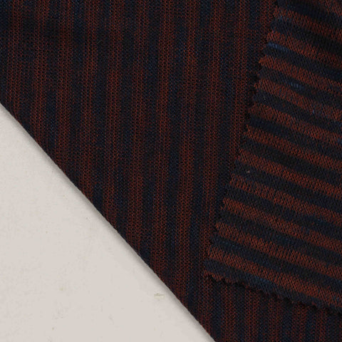 Rust Horizontal-Stripe Chunky Knit, Viscose-Poly