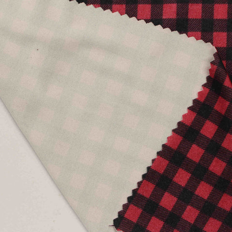 Red Check Milk Silk Knit, Polyester, 160 gsm
