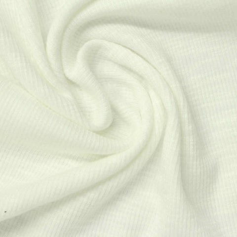 Slub Cotton Modal Stretch Rib Knit Fabric, 214 gsm, 125 cm — White