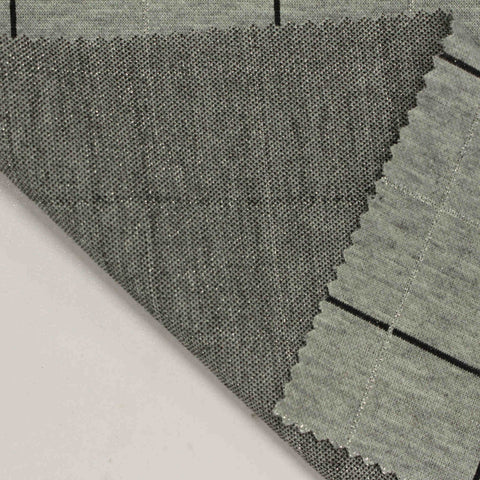 Black Grid Interlock Knit, Polyester, 330 gsm
