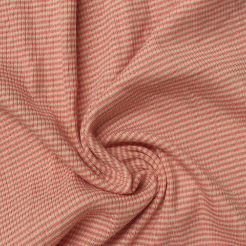 Beige Horizontal-Stripe Jersey Knit, Cotton, 180 gsm