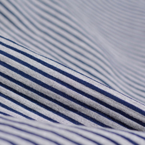 Navy Vertical-Stripe Knit, Viscose-Poly