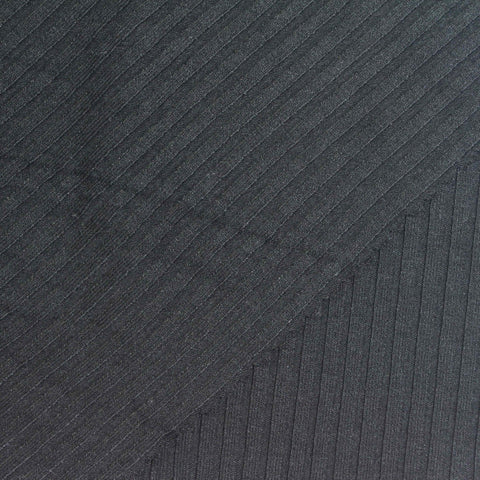 Dark Grey Marl Rib Knit, Polyester, 328 gsm