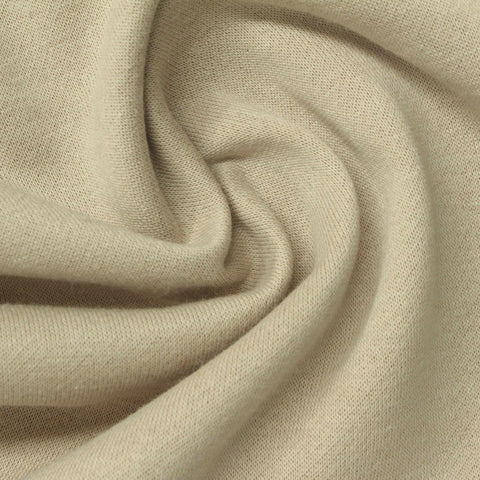 Brushed Cotton Polyester French Terry Fabric, 210 gsm, 192 cm — Beige