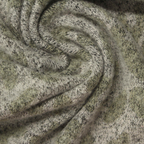 Muted Green Abstract Knit, Viscose-Poly