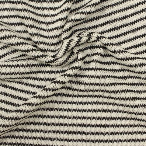 Black Horizontal-Stripe Chunky Knit, Poly-Viscose, 145 gsm