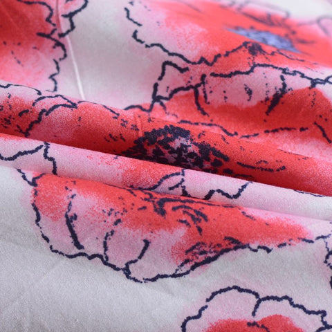 Red Floral Poplin, Cotton, 135 gsm