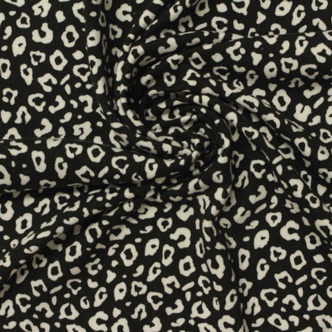Black Leopard Milk Silk Knit, Polyester, 190 gsm
