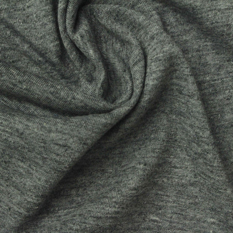 Dark Grey Heathered-Marl Jersey Knit, Cotton-Poly, 150 gsm, 126 cm