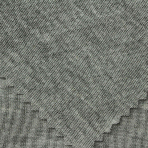 Grey Marl Rib Knit, Poly-Cotton, 145 gsm