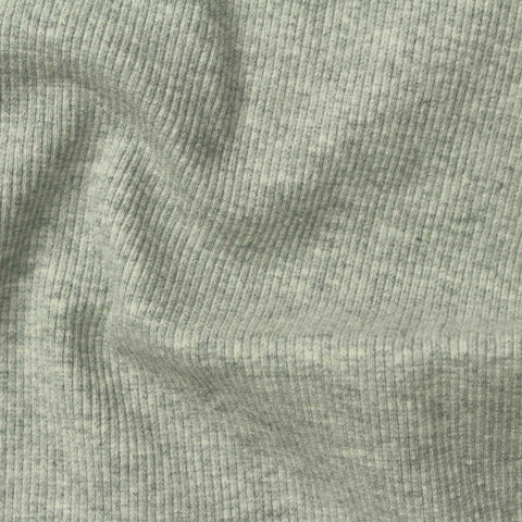 Grey Heathered-Marl Rib Knit, Cotton-Spandex