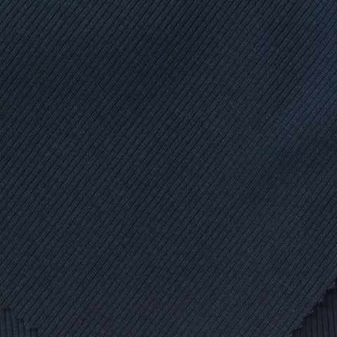 Navy Ribbed Rib Knit, Poly-Cotton