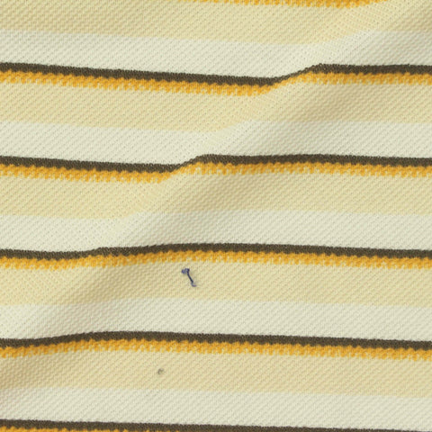 Cream Horizontal-Stripe Piqué Knit, Cotton, 205 gsm