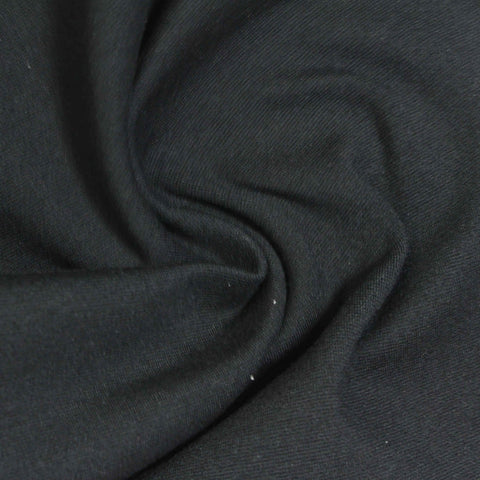 Brushed Cotton Nylon Stretch Ponte Knit Fabric, 330 gsm, 143 cm — Black