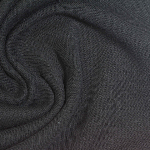 Cotton Polyester French Terry Fabric, 290 gsm, 185 cm — Black